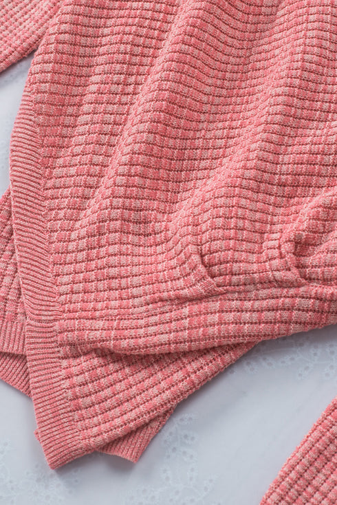 Wrap V Neck Waffle Sweater